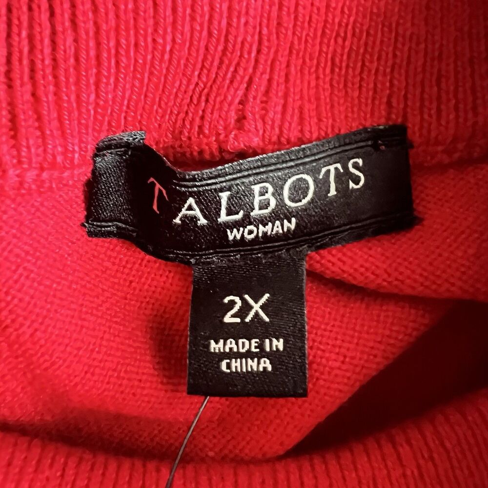 Talbots Woman's 2X‎ Red Sweater Cotton Modal Nylon Mock Neck - Picture 3 of 6